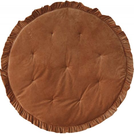 Tapis de sol rond molletonné bébé enfant soft touch - Marron (1/5)