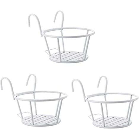 Lot de 3 supports de pots de fleurs en métal - Étagère à fleurs à suspendre avec crochets pour pots de fleurs - Rampe suspendue - Pour jardin, balcon, clôture, intérieur et extérieur (1/4)