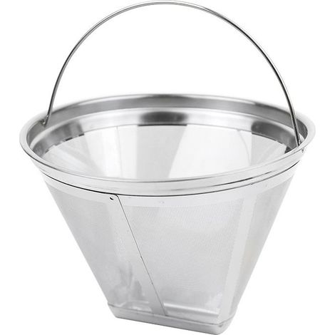 1 filtre à café réutilisable, en acier inoxydable 304, 100 mailles, pour cafetières de 8 à 12 tasses, sans papier (1/4)