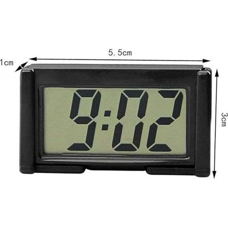 Réveil électronique, petite horloge de table de voiture auto-adhésive, instrument de montre électronique, affichage numérique LCD (1/3)