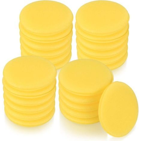 Paquete de 24 almohadillas redondas de espuma de 10,2 cm para aplicador de cera de coche, color amarillo. (1/5)