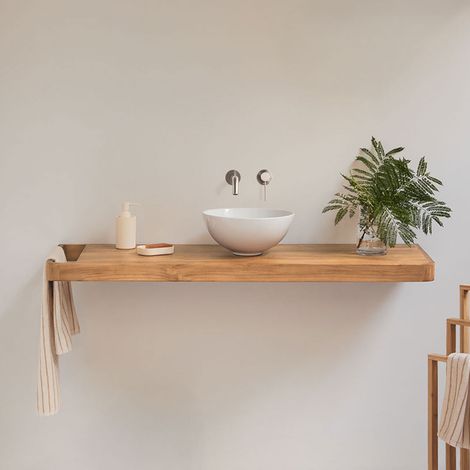 SKLUM Hängendes Badezimmermöbel-Set 130x45 cm aus Teakholz Neill (1/5)