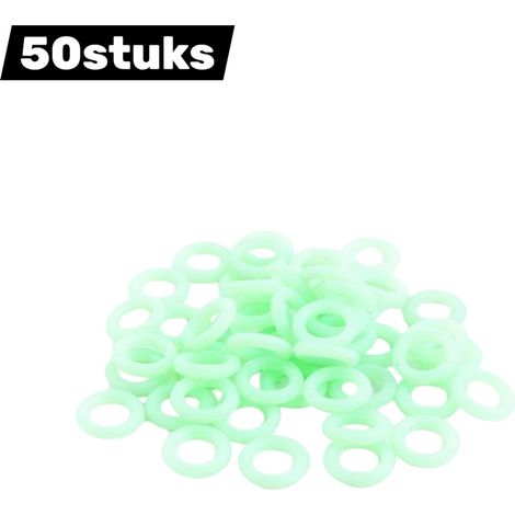 50 pièces - Joint torique - Anneau lumineux - Silicone - Anneau de signalisation pour la pêche - Convient pour les piquets de camping - Vert (1/5)
