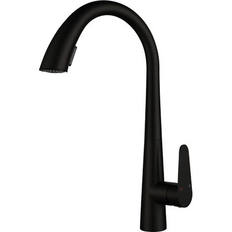 Grifo de cocina extraíble en acero inoxidable 304, rotación de 360°, color negro (1/5)