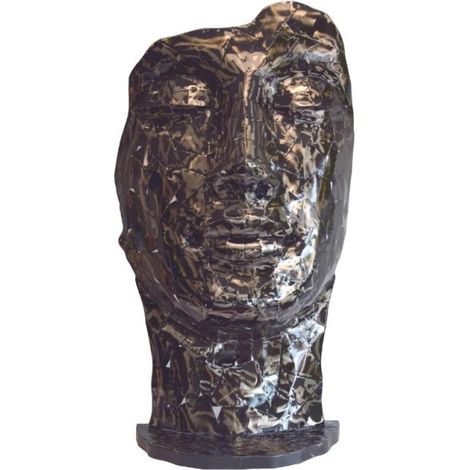 Jardinex – Statue visage en métal mosaïque 108 cm – Acier avec finition reflet – Installation facile avec socle ou piquets – Décoration extérieure design