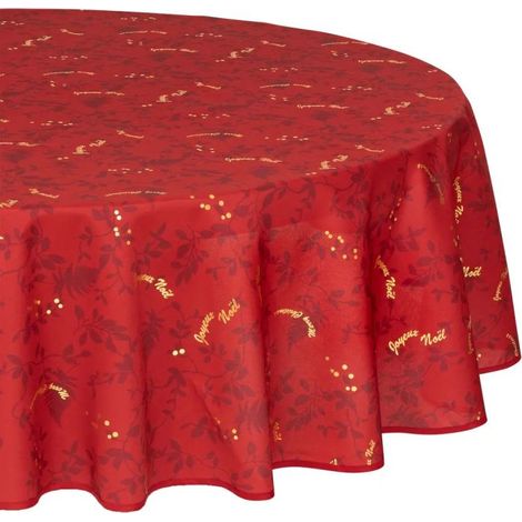 Paris Prix - Nappe Antitache Ronde maison Des Couleurs 180cm Rouge (1/2)
