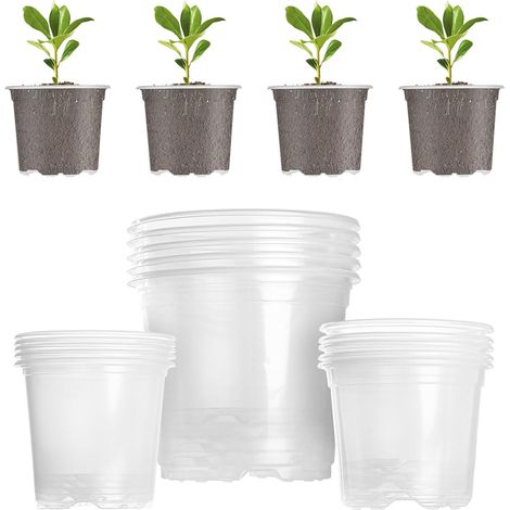 15 PcsPot Semis, Pot Orchidée Transparent, 9/10/13 cm Pot Transparent Plante, Pots de Fleurs, Pots en Plastique Transparentes pour Semis Orchidées Soucoupes Cactus (1/5)