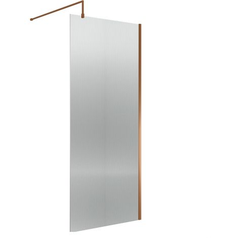 Balterley Fluted Wetroom Screen with Support Bar, 900mm, Brushed Bronze