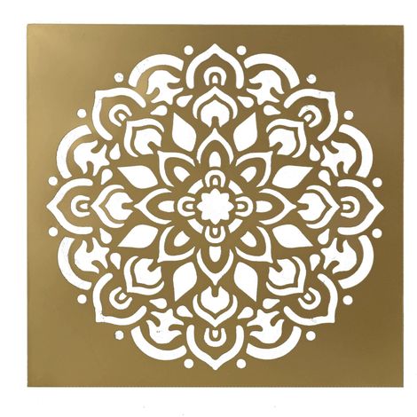 Decorazione da Parete in in metallo oro quadro cm 56x56x3