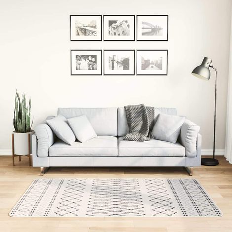 Tapis-Tapis de salon-Tapis Chambre lavable antidérapant 80x150 cm Noir et blanc 206763 (1/5)