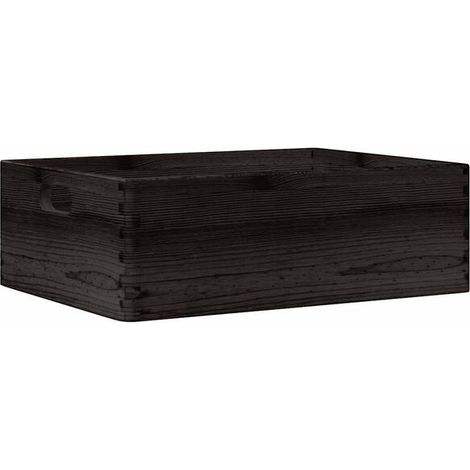 Boîte en bois avec poignée, noire, 40x30x13 cm, pin massif. (1/5)