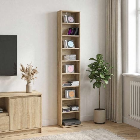 vidaXL CD Cabinet Sonoma Oak 33 x 23.5 x 175 cm Engineered Wood (1/5)