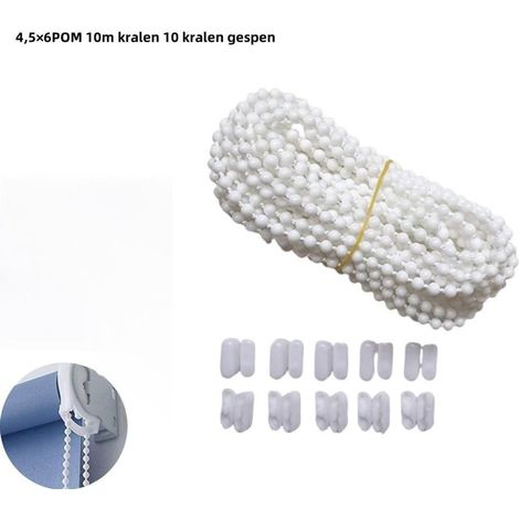 cordon à billes pour stores enrouleurs 4 5×6 pom 10 mètres 10 billes boucle convient aux stores vénitiens stores verticaux alvéolés pièce de rechange et accessoire de réparation pour stores enrouleurs (1/5)