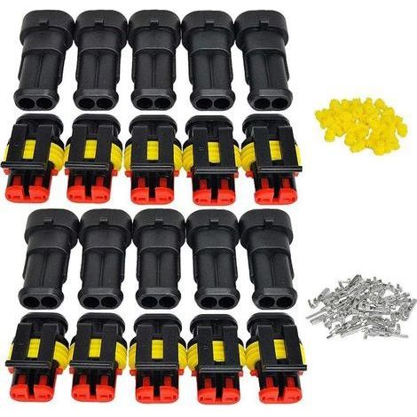 Wasserdichter 12V-Stecker, wasserdichter elektrischer Stecker, Stecker und Buchse, 1,5-mm-Anschlüsse, elektrischer Drahtverbinder (2-polig, 10er-Pack) (1/5)