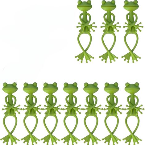 10 grüne, froschförmige Pflanzenstützen, niedliche und stabile PP-Stützen, geeignet für kleine Topfpflanzen und Sukkulenten, perfekt zur Gartendekoration. (1/5)