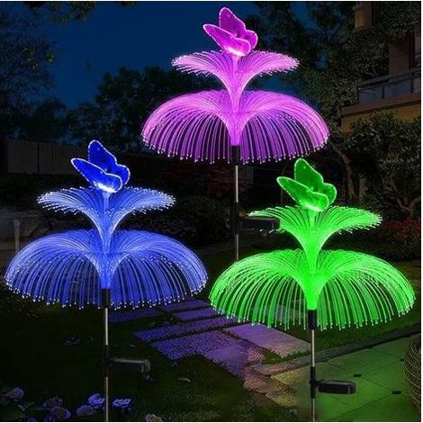 Lampes solaires de jardin, lot de 2, tubes en acier inoxydable, double couche, étoiles et lune, avec LED, étanches IP65, idéales pour pelouses, trottoirs, terrasses, balcons et décorations p (1/3)