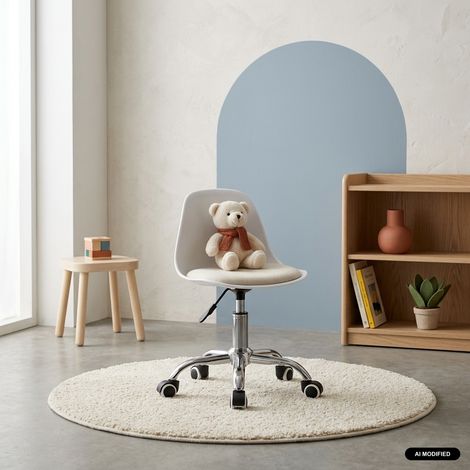 sweeek - Chaise de bureau enfant à roulettes ajustable piètement chromé blanc - Manel