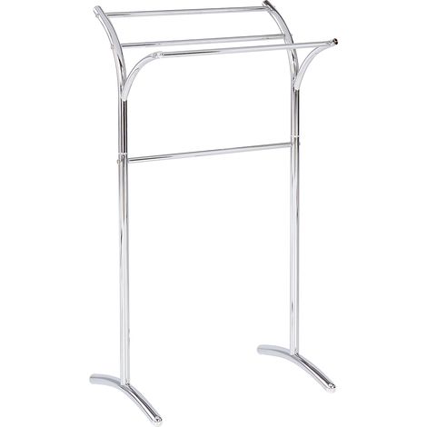 Toallero de metal plateado 3 rieles accesorio de pie moderno baño Yopal