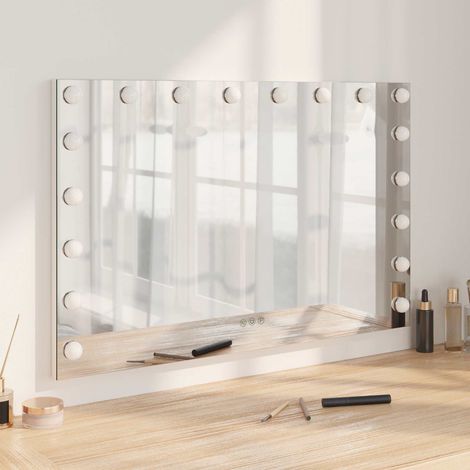 LED Schminkspiegel Weiß 80 x 10 x 52,5 cm Glas und Stahl