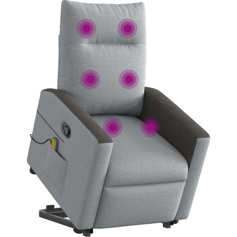 Maison Exclusive - Massagesessel mit Aufstehhilfe Hellgrau Stoff