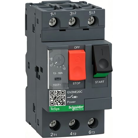 Schneider Electric - TeSys GV2ME - disj. moteur - 13..18A - 3P 3d - déclencheur magnéto-thermique - GV2ME20C