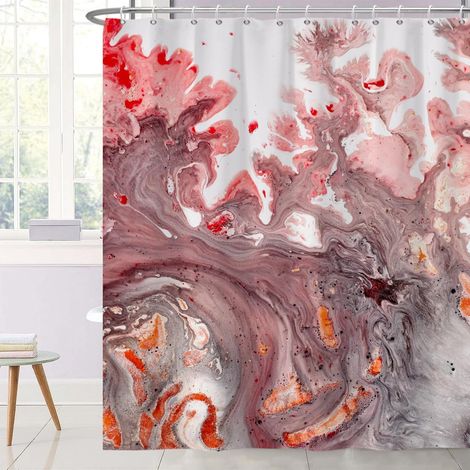 180x200cm Rideau de Douche en marbre Rose Luxe Ombre Rideau de Bain en marbre Rose Aquarelle Art Abstrait Salle de Bain Rideau décoratif Rideau de Baignoire étanche (1/5)