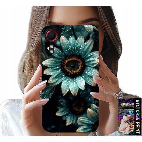 Coque pour Samsung Galaxy Xcover 5 - Fleur de gerbera bleue + feuille métallisée (1/5)