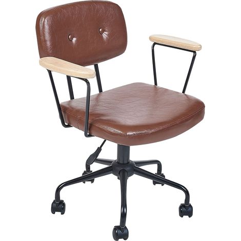 Desk Chair ALGERITA Faux Leather Brown (1/5)