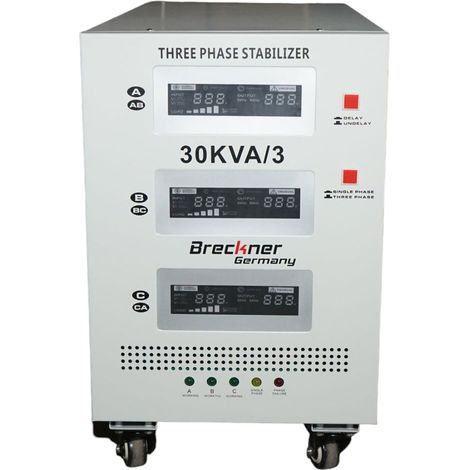 Stabilizzatore di tensione automatico 30KVA, 24KW trifase con servomotore Breckner Germany (1/5)
