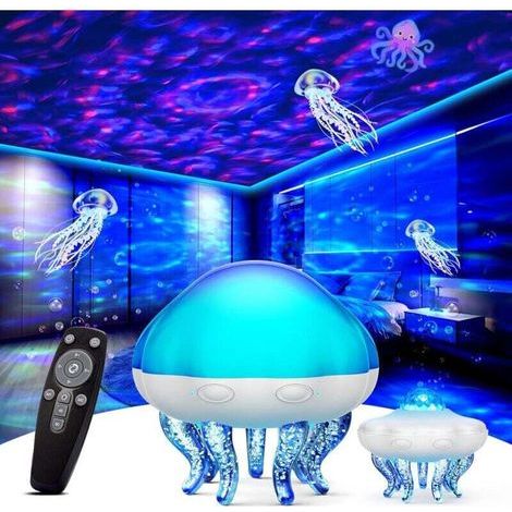 Galaxienprojektor fürs Schlafzimmer, Quallenwellen-Ozeanprojektorlampe & Wasserwellen-Nachtlicht, 8 Farben, 3-in-1 Aurora-Lichtprojektor mit Fernbedienung & Timer, Quallenlampe für die Schlafzimmerdek (1/5)