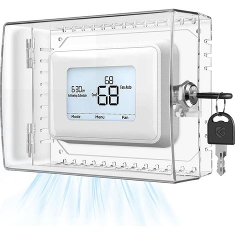 Grand thermostat transparent – Boîtier verrouillage clé – Pour climatisation murale (1/5)