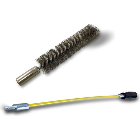Ecouvillon INOX Condenseur Lot de 10 avec 1 tringle flexible 48 cm Ø 18 mm Raccord laiton taraudé M6 femelle Torsade en acier galvanisé Paroi tube alésage Kibros 4TCI18Tx10 (1/5)