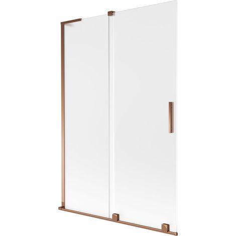 Mexen Velar L paratia per vasca da bagno scorrevole a 2 ante 120 x 150 cm, opaco, oro rosa - 896-120-003-31-60 (1/5)