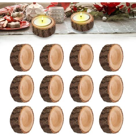 Bougeoir Bois, 12 Pièce Bougeoir, Décoration Personnalisée Photophore Bougie, Rétro Bougeoirs, Chandelier Bois Convient pour Halloween Noël Saint Valentin Décoration de Maison (1/5)