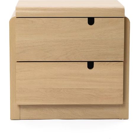 MDF Nachttisch im modernen Design, Eichenfarben - Kompakter Nachtschrank mit 2 Schubladen fürs Schlafzimmer 55x40x53 cm (1/5)