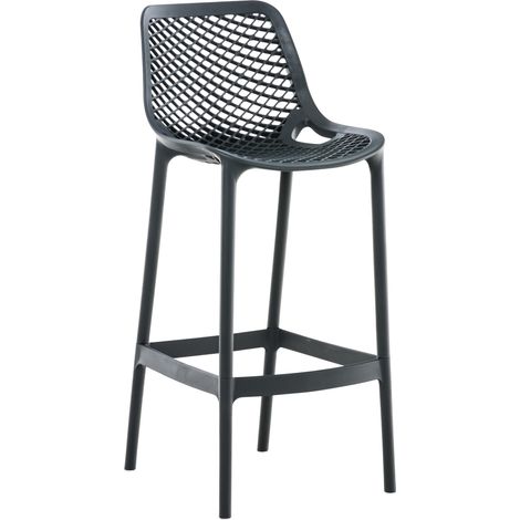 CLP – Tabouret de bar extérieur Air – Hauteur d'assise 75cm – Polypropylène résistant aux UV – Dossier incurvé pour confort – Charge max 160kg