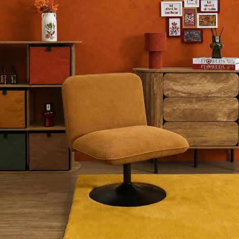 Fauteuil - HOME DECO FACTORY - Jules - Pivotant - Velours Côtelé - Jaune (1/5)