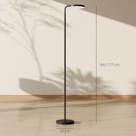Lampadaire LED avec télécommande magnétique, orientable et flexible, en métal noir. (1/5)