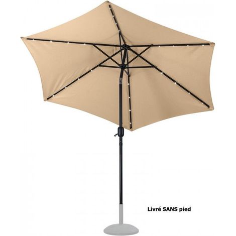 Parasol alu avec éclairage LED solaire - 2,7 m - Beige