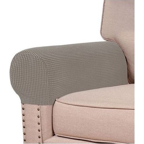 Housses d'accoudoirs extensibles - 2 pièces - Polyester doux - Antidérapant - Lavable en machine - Conception épaissie (1/5)