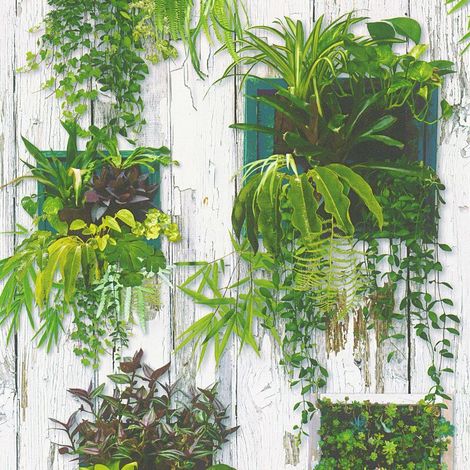Papier peint végétal verte Tapisserie trompe l'oeil motif plante verte Papiers peints originaux & modernes pour salon & bureau 10,05 x 0,53 m (1/5)