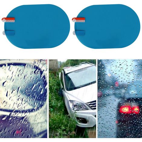 Lot rétroviseur anti-pluie 100x150mm, film protecteur anti-buée pare-soleil, adhésif imperméable pour voiture (1/5)