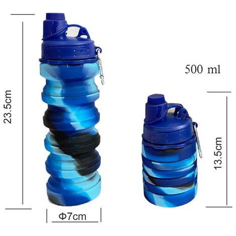 Botella de agua plegable de silicona para deportes al aire libre,A prueba de fugas y portátil,Ideal para senderismo (1/4)