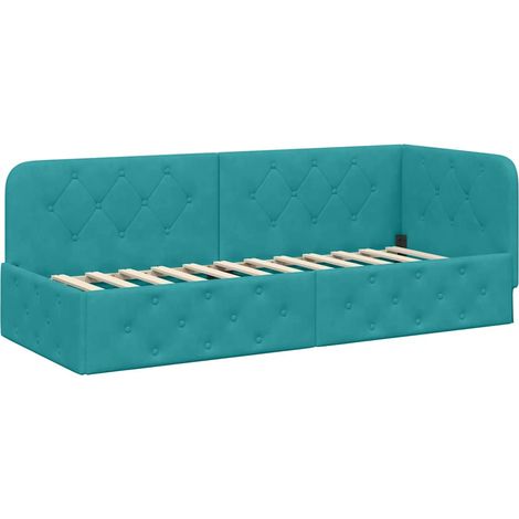Maison Exclusive - Cornice del letto ad angolo Turchese 80 x 200 cm Velluto
