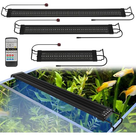 Randaco Lampada per acquario a LED da 120-150 cm, RGB con telecomando senza fili Luce per acquario a LED impermeabile