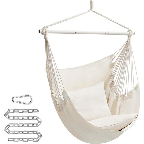 Chaise hamac, chaise suspendue avec 2 coussins, grande balançoire hamac avec chaîne et poche, capacité de charge150 kg (1/5)