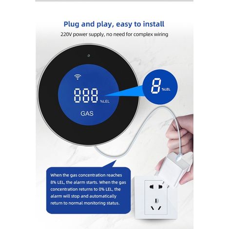 Gasalarm – Gasdetektor – Intelligentes WLAN – LED-Anzeige – Leckagemelder für Gas, Erdgas und Flüssiggas (1/5)
