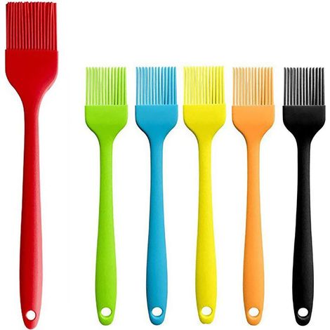 Basting Brush - Silicone - Heat Resistant Up To 230°C - For Baking BBQ Cooking - Set Of 6 (1 Large + 5 Small) (1/5)