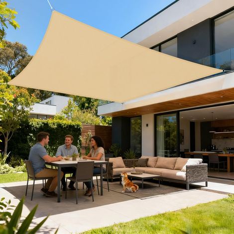 Voile d'ombrage 2x4m Rectangulaire Imperméable à l'eau Toile d'ombrage Sable avec 95% de Protection UV pour Patio Extérieur Jardin