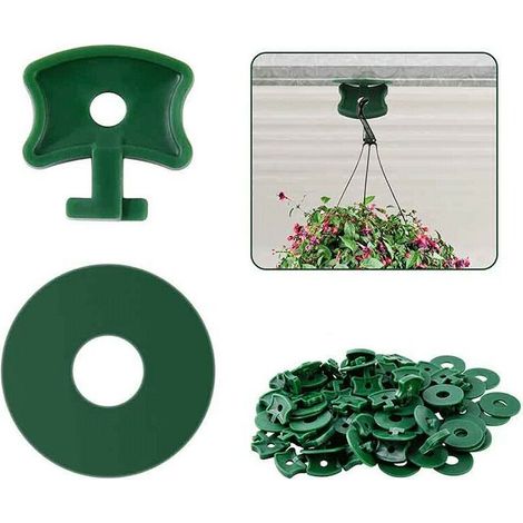 royaluxe -Pinces Torsadées pour Serre, Pinces en Plastique pour Serre Pinces Torsadées avec Rondelles d'Isolation à la Serre en Aluminium Vert200 Pcs Fixation Clips et 200 Pcs Rondelles, (1/5)